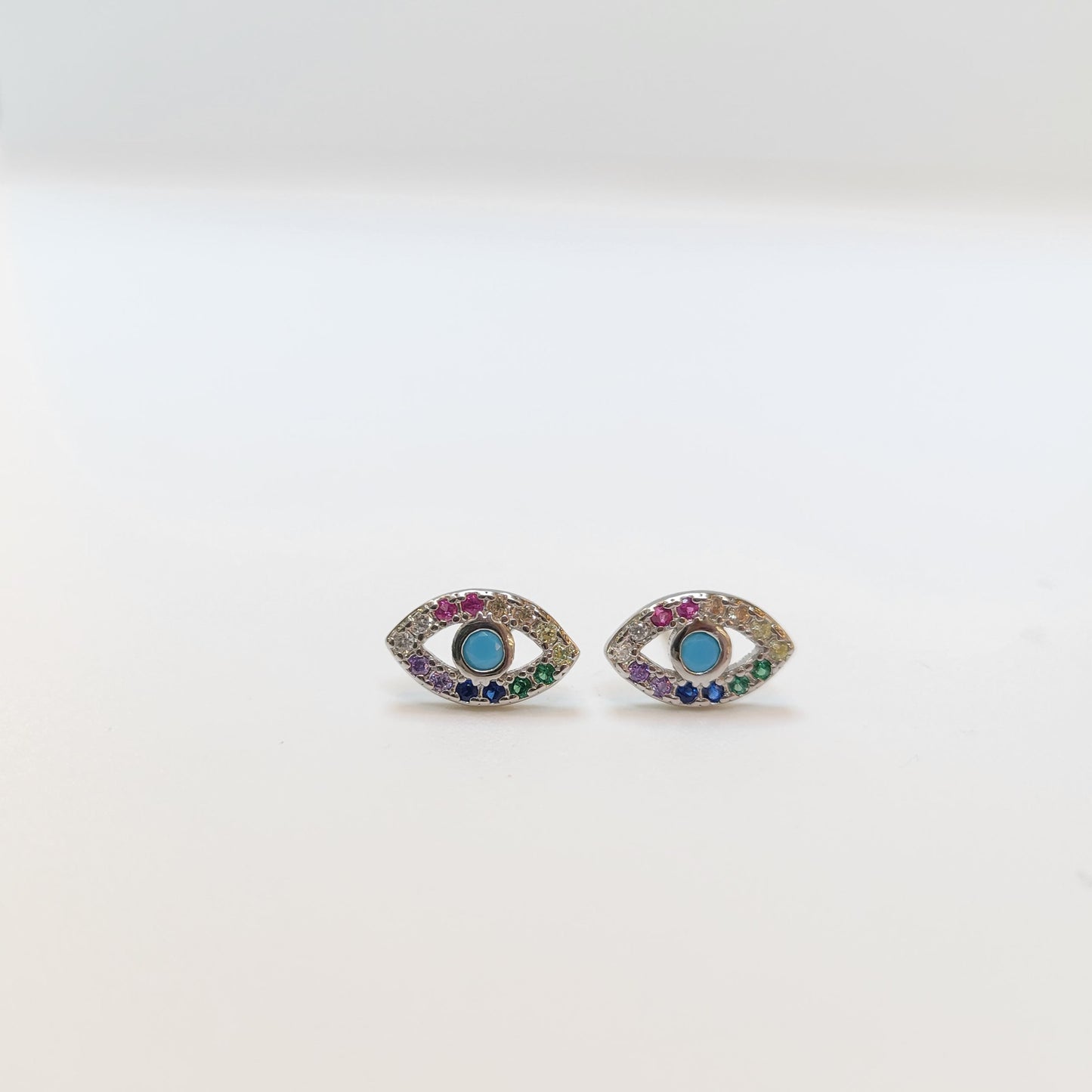 Rainbow Evil Eye Earrings