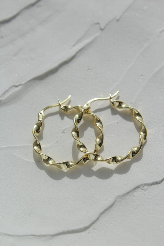 Twisted Golden Hoops