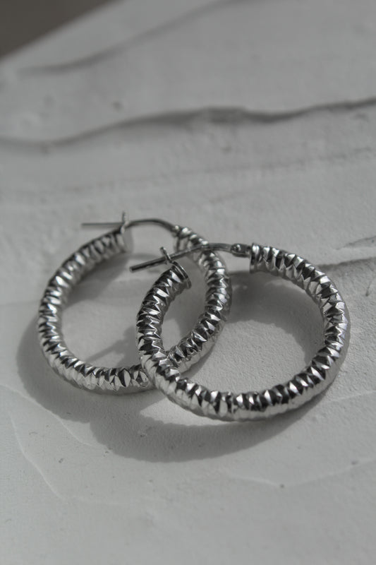 Textured Silver Hoops