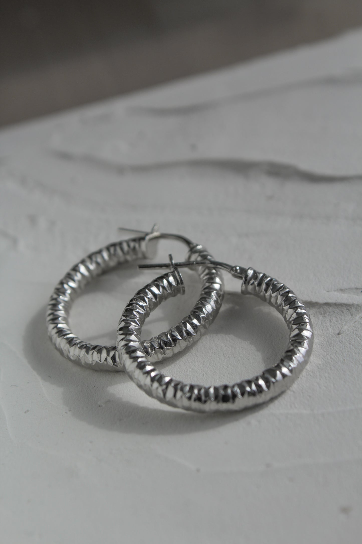 Textured Silver Hoops