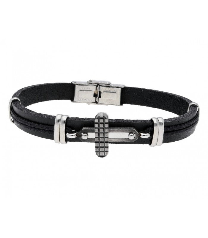 Leather Cross Bracelet