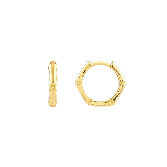 14K Gold Bamboo Earrings
