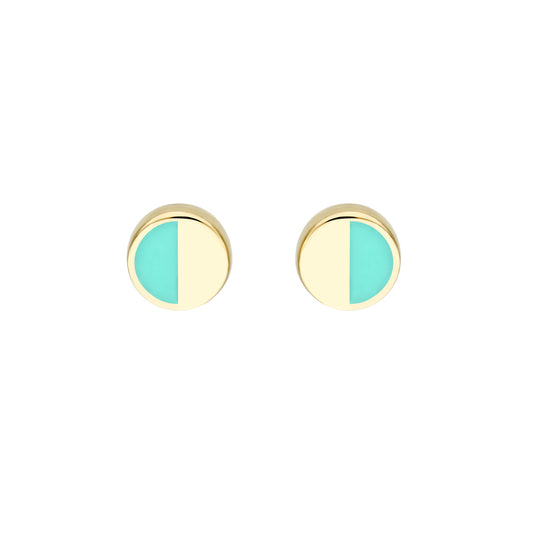 14K Gold Turquoise High polished Earrings