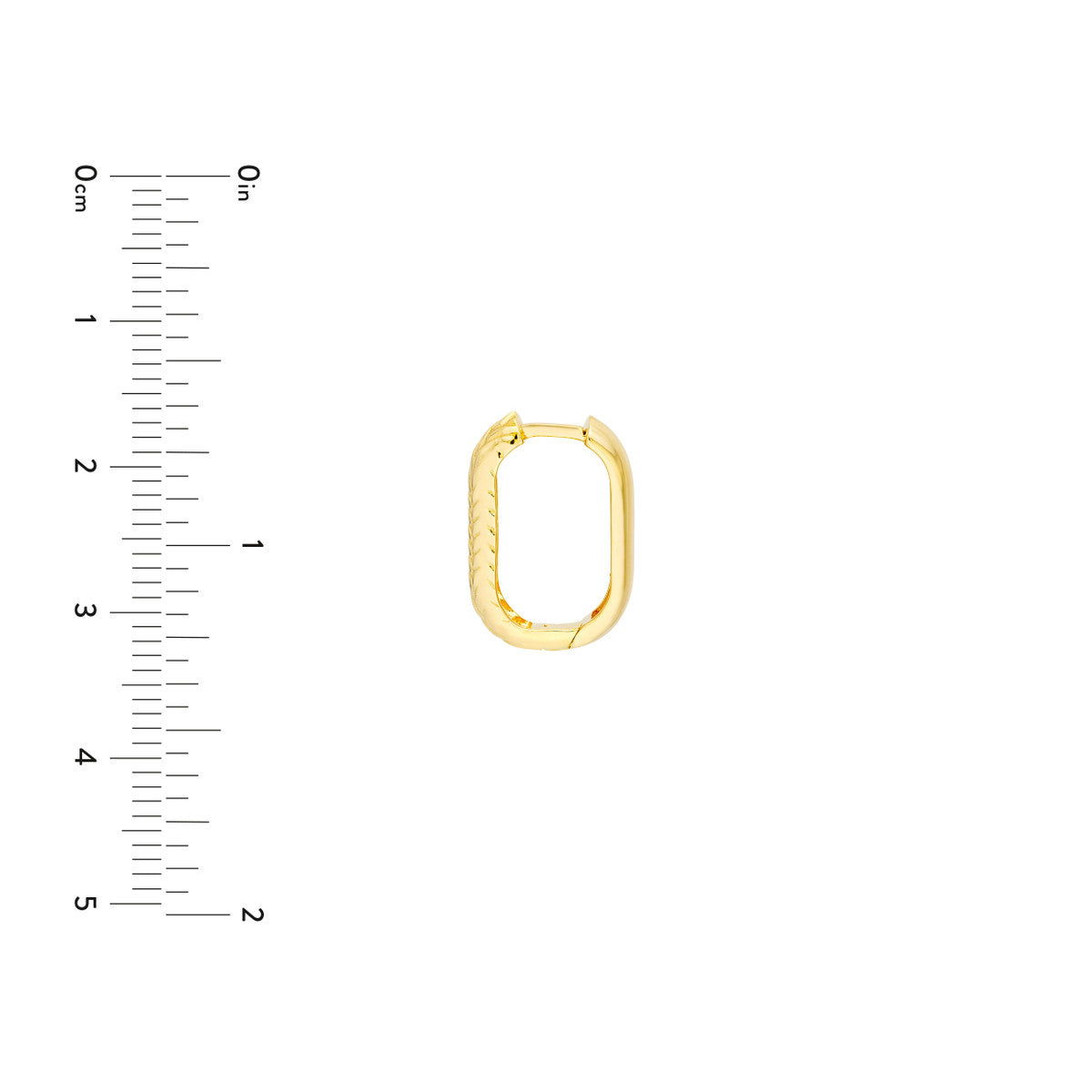 14K Gold Textured Rectangle Hoops